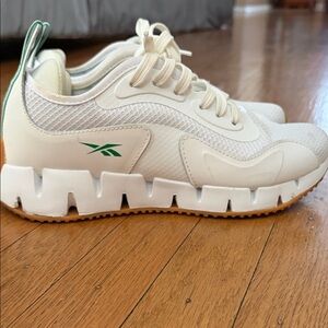 Reebok White and Green Athletic Shoes